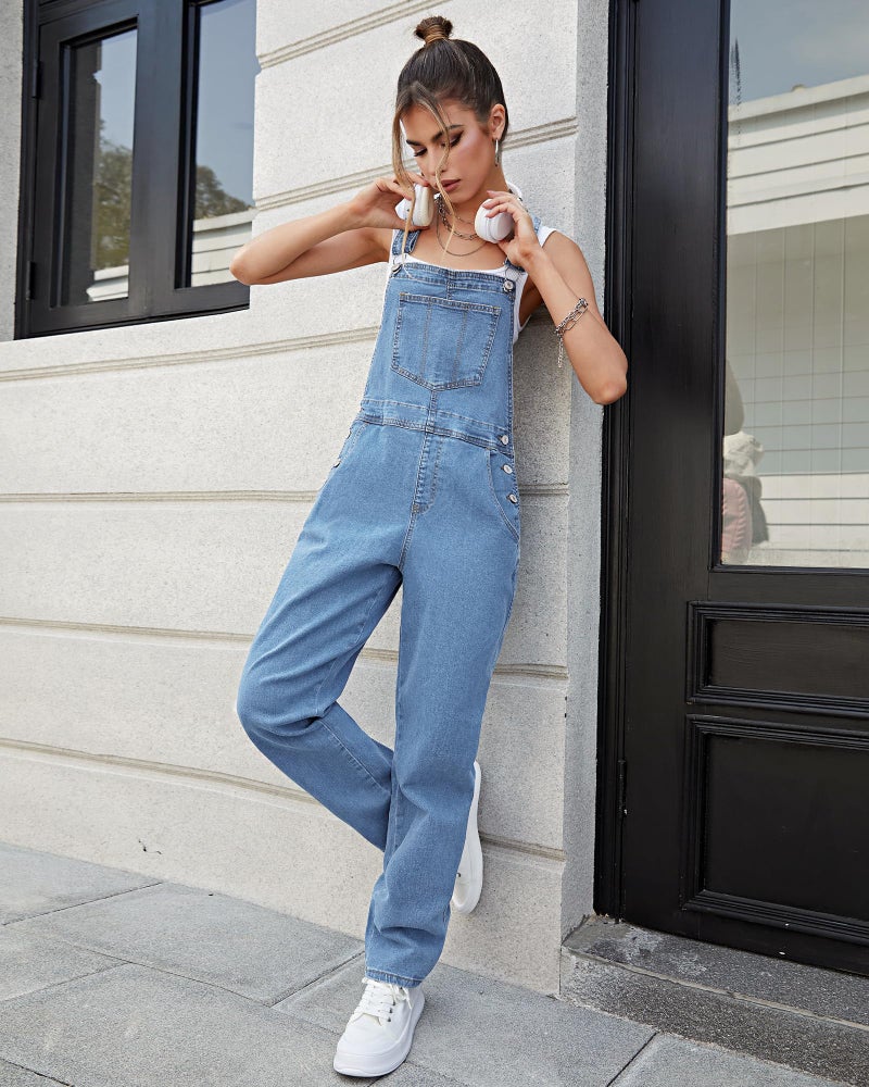GRAPENT Vintage Overalls Y2K Jean Jumpsuit Jean Romper for Women Womens Bib Overall Jumpsuit Denim Outfit Western Cute Outfits Casual Clothes Color Blue Mist Size Large Size 12 Size 14 - Image 3