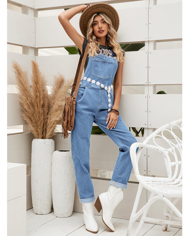 GRAPENT Vintage Overalls Y2K Jean Jumpsuit Jean Romper for Women Womens Bib Overall Jumpsuit Denim Outfit Western Cute Outfits Casual Clothes Color Blue Mist Size Large Size 12 Size 14 - Image 5