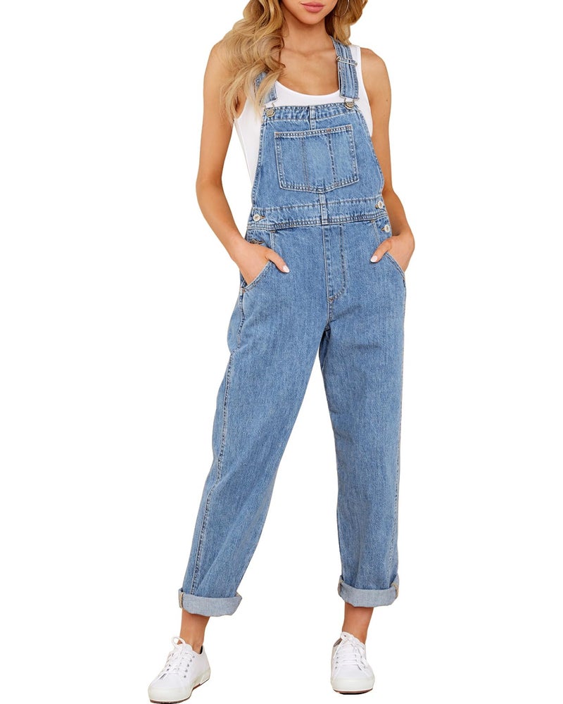 GRAPENT Vintage Overalls Y2K Jean Jumpsuit Jean Romper for Women Womens Bib Overall Jumpsuit Denim Outfit Western Cute Outfits Casual Clothes Color Blue Mist Size Large Size 12 Size 14 - Image 1