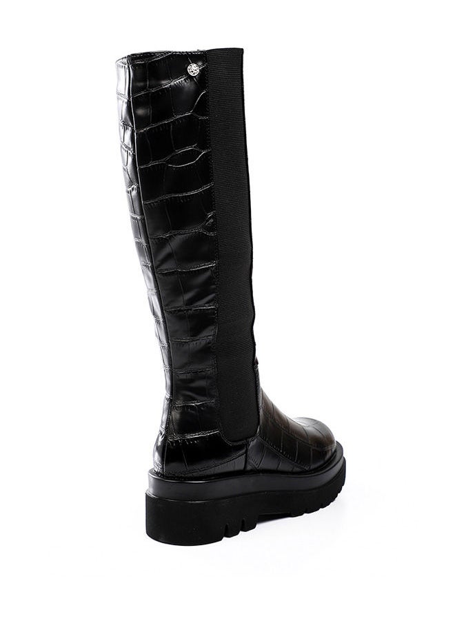 DejaVu - croc-embossed elastic side paneled high boots - Image 1