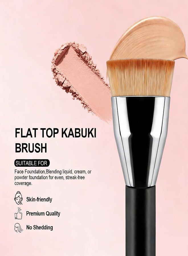 BEAUTYFACTOR Flat Top Kabuki Brush，Professional Foundation Brush Synthetic Kabuki Makeup Brush Flawless for Liquid, Cream, and Powder with Dense, Soft Bristles for Face Buffing, Contouring, Sculpting & Blending - Image 3