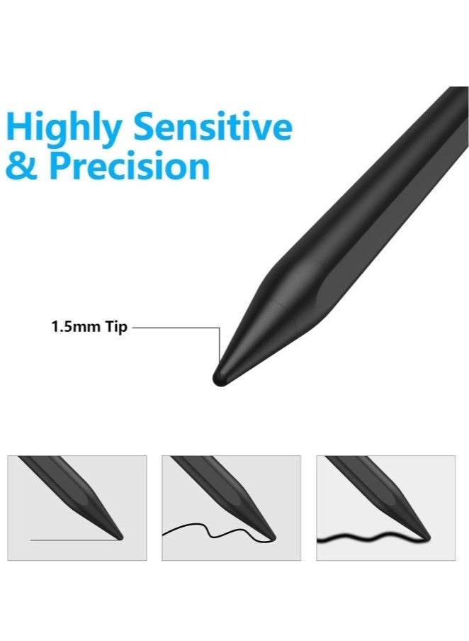 Stylus Pen for Apple iPad (2018 & Later), Palm Rejection, Magnetic Attachment, USB-C Rechargeable, Precise Writing/Drawing, Compatible with iPad Pro (11/12.9 Inch), iPad Air 3rd/4th Gen, iPad 6/7/8th Gen, iPad Mini 5th Gen, No Bluetooth Needed, with 3 Nib Tips + Charging Cable + Manual - Black - Image 4