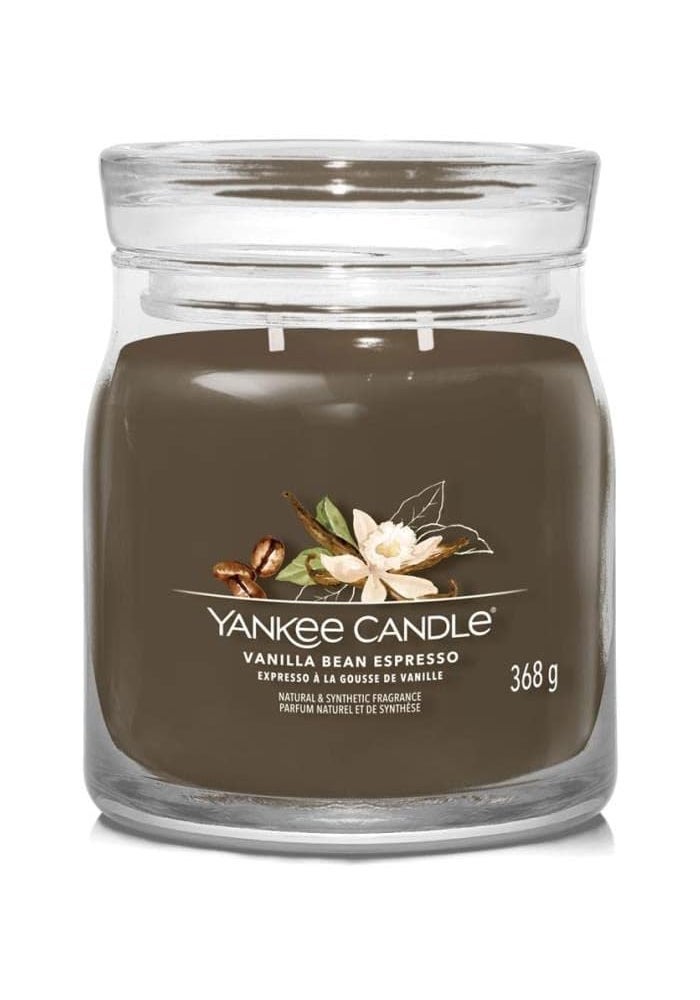 YANKEE CANDLE شمعة معطرة مميزة - 368 جرام | فانيليا بن إسبريسو جرة متوسطة | شمعة ذات فتيل مزدوج - Image 1