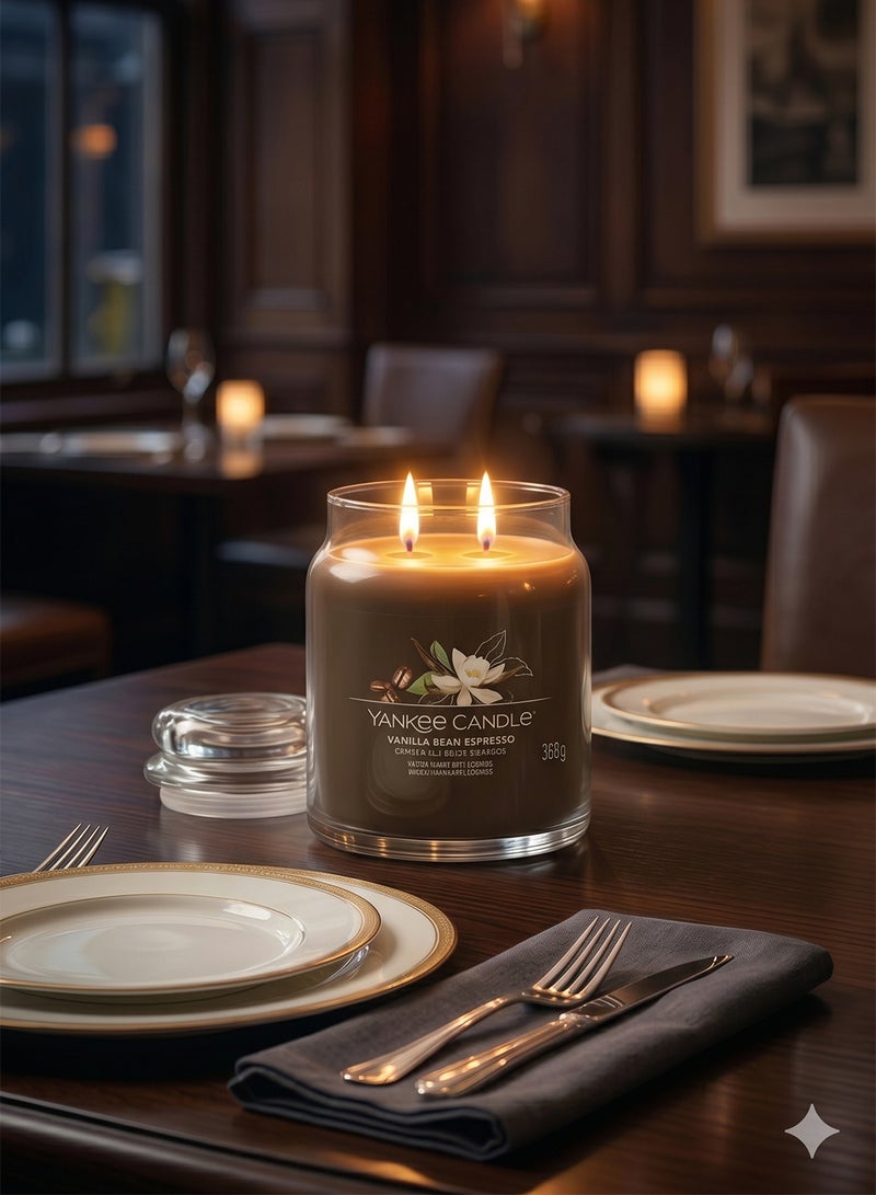 YANKEE CANDLE شمعة معطرة مميزة - 368 جرام | فانيليا بن إسبريسو جرة متوسطة | شمعة ذات فتيل مزدوج - Image 5