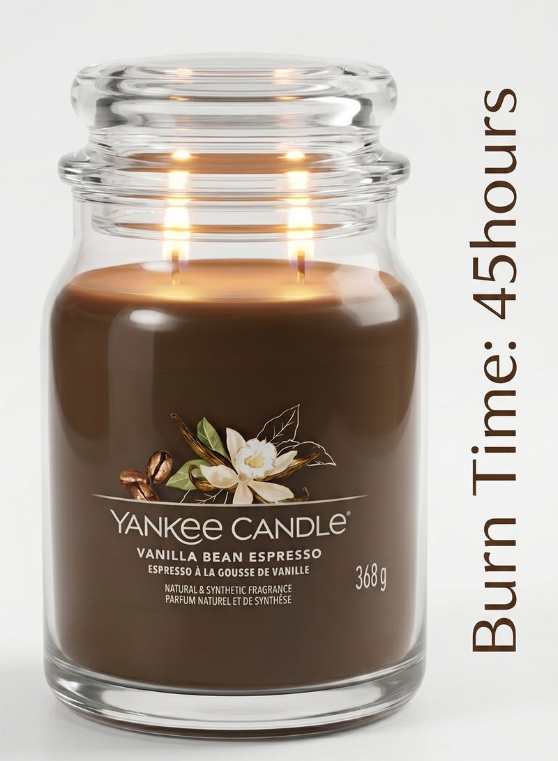 YANKEE CANDLE شمعة معطرة مميزة - 368 جرام | فانيليا بن إسبريسو جرة متوسطة | شمعة ذات فتيل مزدوج - Image 2