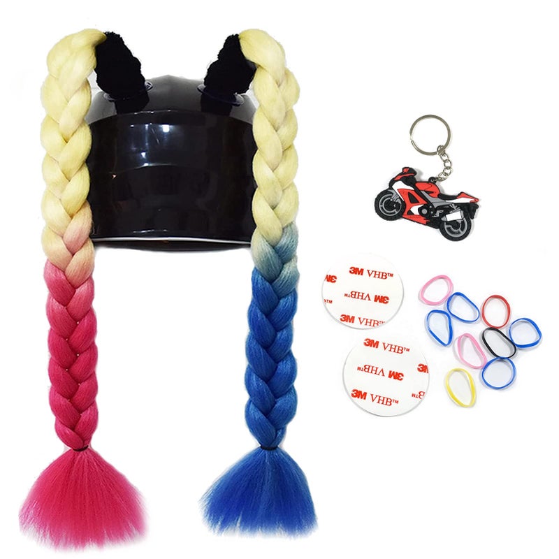 Generic GYMARK 2 Psc Helmet Pigtail Motorcycle Helmet Ponytail Bicycle Helmet Braids Hair Tails for Any Helmets Decorations Cup Reusable (B)  - Image 1