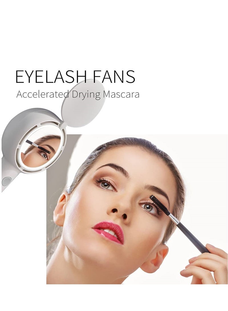 SYOSI Mini Handheld Fan Multi-Functional Portable Personal Fan Battery Operated Rechargeable Fan with LED Light Makeup Mirror 3 Speeds Adjustable Desk Fan with Base for Home Office Outdoor - Image 3