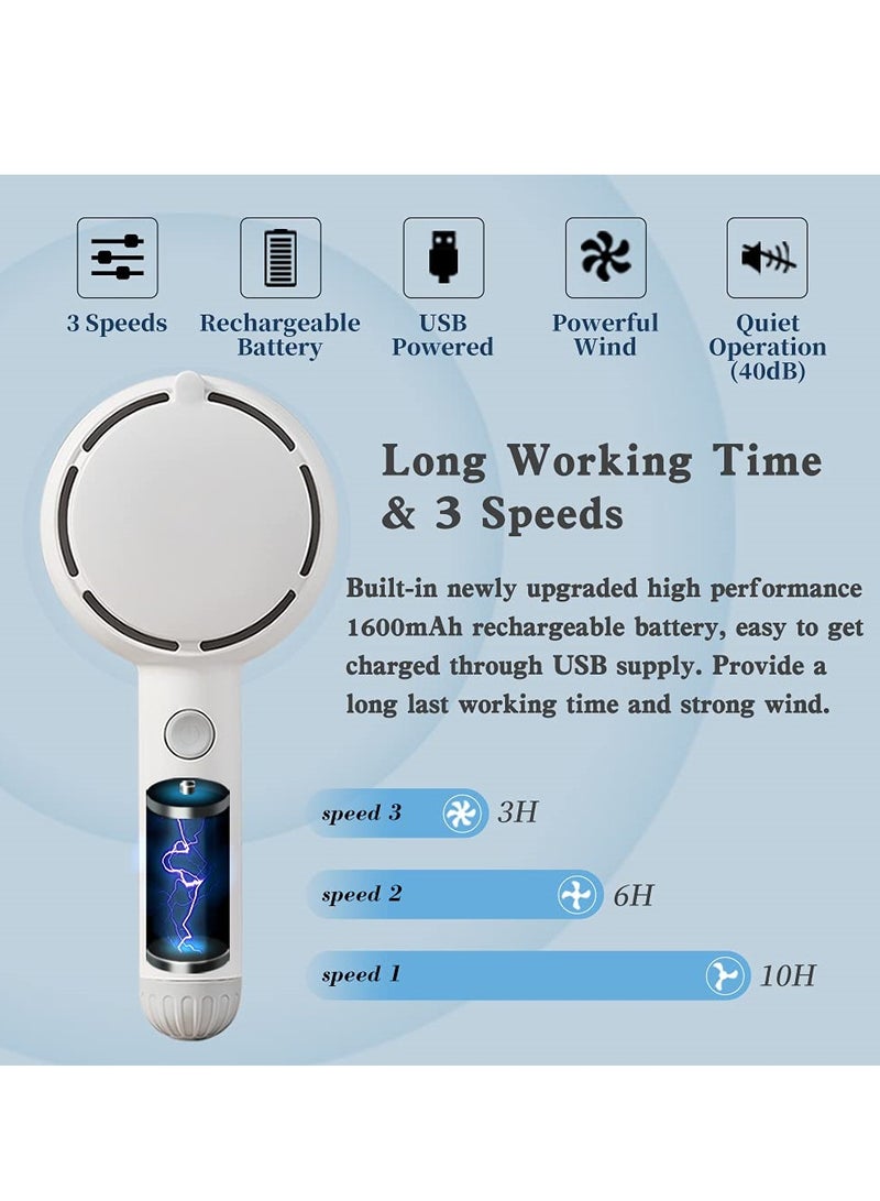 SYOSI Mini Handheld Fan Multi-Functional Portable Personal Fan Battery Operated Rechargeable Fan with LED Light Makeup Mirror 3 Speeds Adjustable Desk Fan with Base for Home Office Outdoor - Image 5