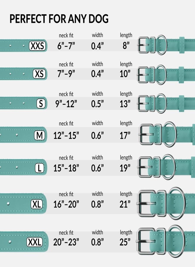 CollarDirect Reflective Rolled Leather Dog Collar, Soft Padded Round Puppy Collar, Handmade Genuine Leather Collar Dog Small Large Cat Collars 13 Colors (8-11 Inch, Mint Green Reflective) - Image 4