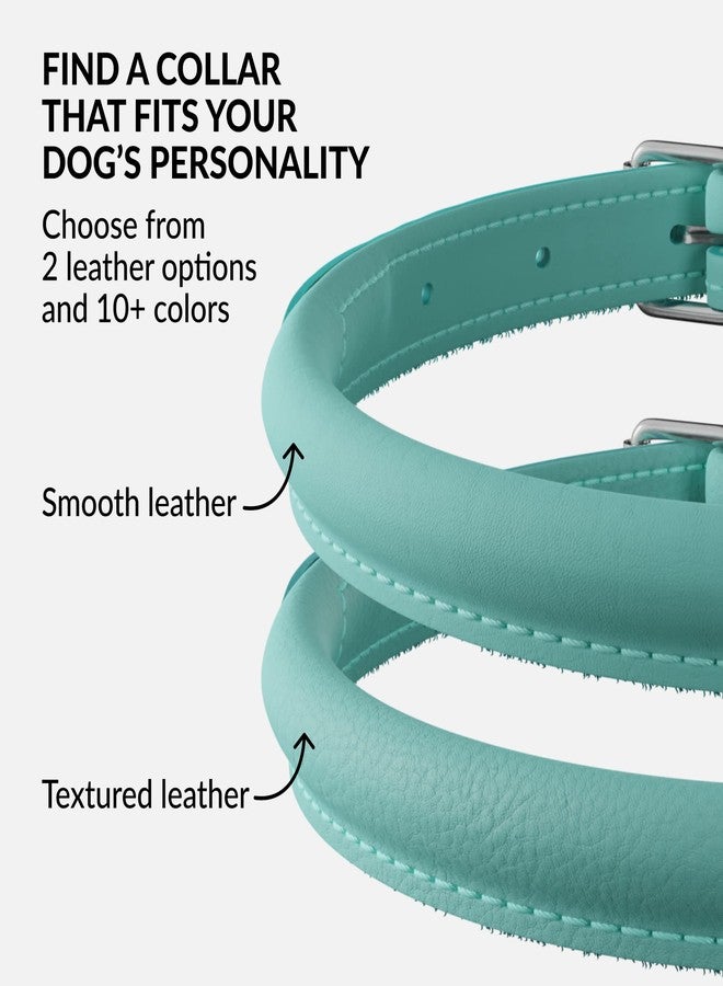 CollarDirect Reflective Rolled Leather Dog Collar, Soft Padded Round Puppy Collar, Handmade Genuine Leather Collar Dog Small Large Cat Collars 13 Colors (8-11 Inch, Mint Green Reflective) - Image 5