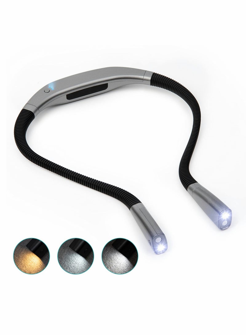Rechargeable LED Neck Reading Light with Flexible Arms, Ideal for Bedtime Reading, Features Stepless Dimming for Customized Brightness. - Image 1