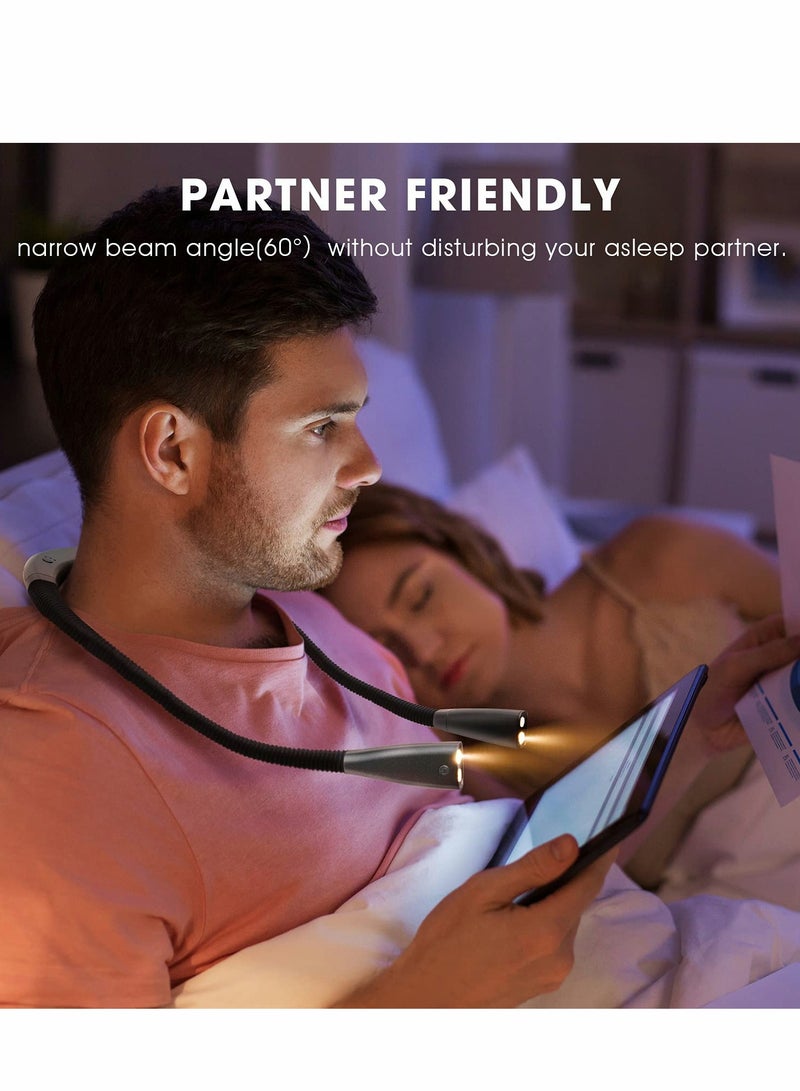 Rechargeable LED Neck Reading Light with Flexible Arms, Ideal for Bedtime Reading, Features Stepless Dimming for Customized Brightness. - Image 3