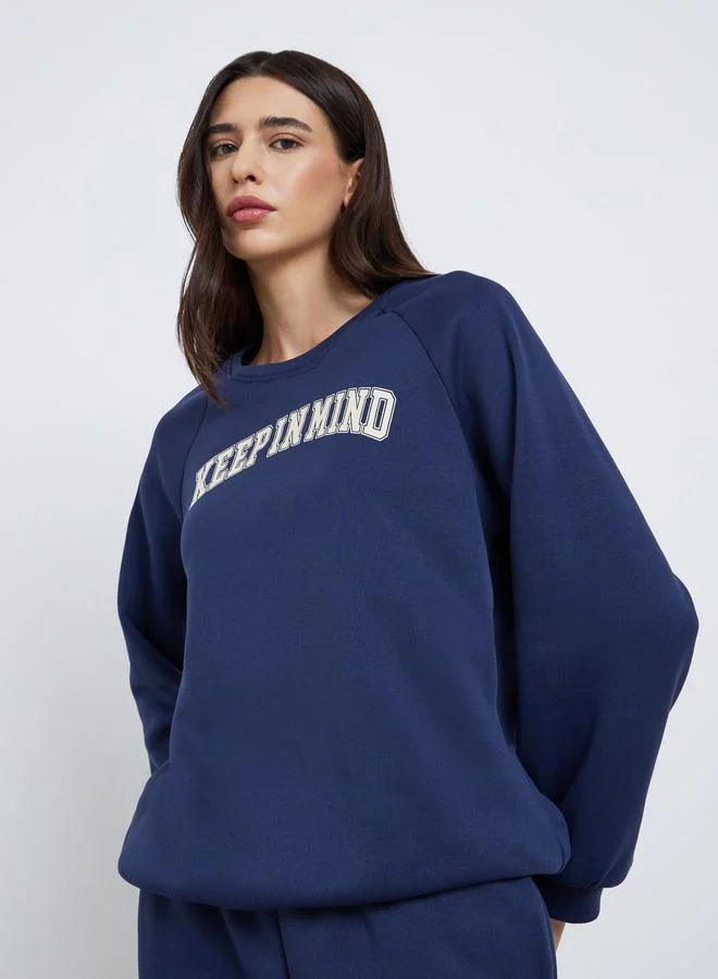 Styli Styli Embroidered Slogan Sweatshirt and Joggers Co-Ords