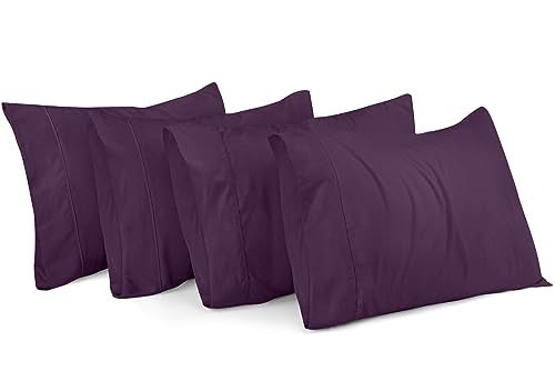 Utopia Bedding King Pillow Cases 4 Pack Envelope Closure Soft Brushed Microfiber Fabric Shrinkage and Fade Resistant Pillow Covers King Size 20 X 40 Inches King Dark Purple