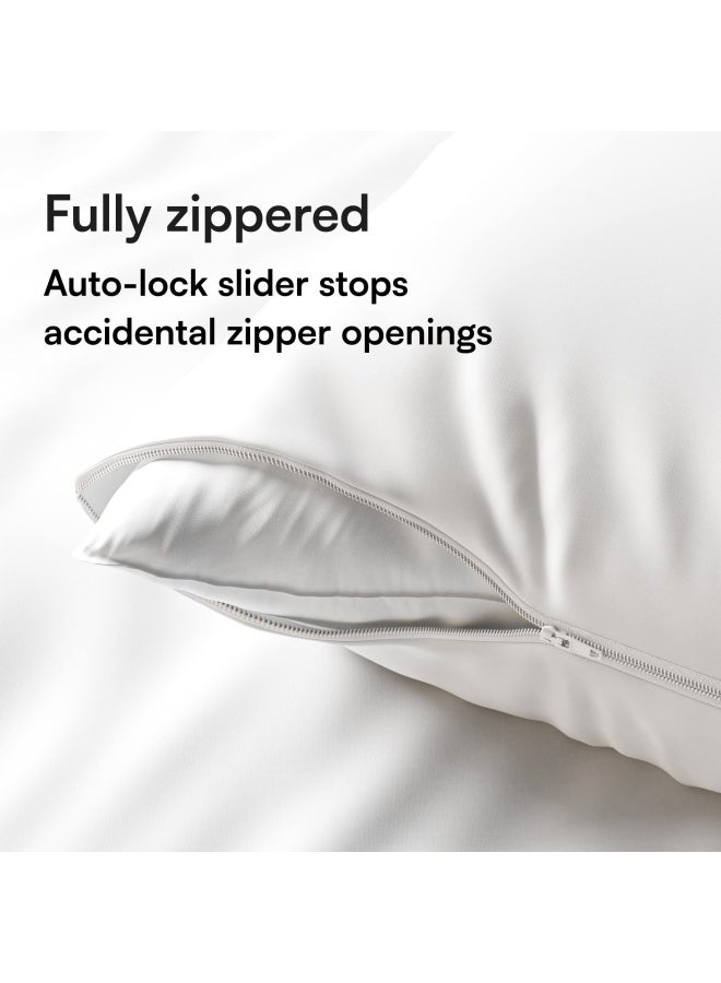 4 Pack Waterproof Pillow Protectors King 20X36 Inches Smooth Zipper Premium Encasement Covers Quiet Cases Set White  - Image 4