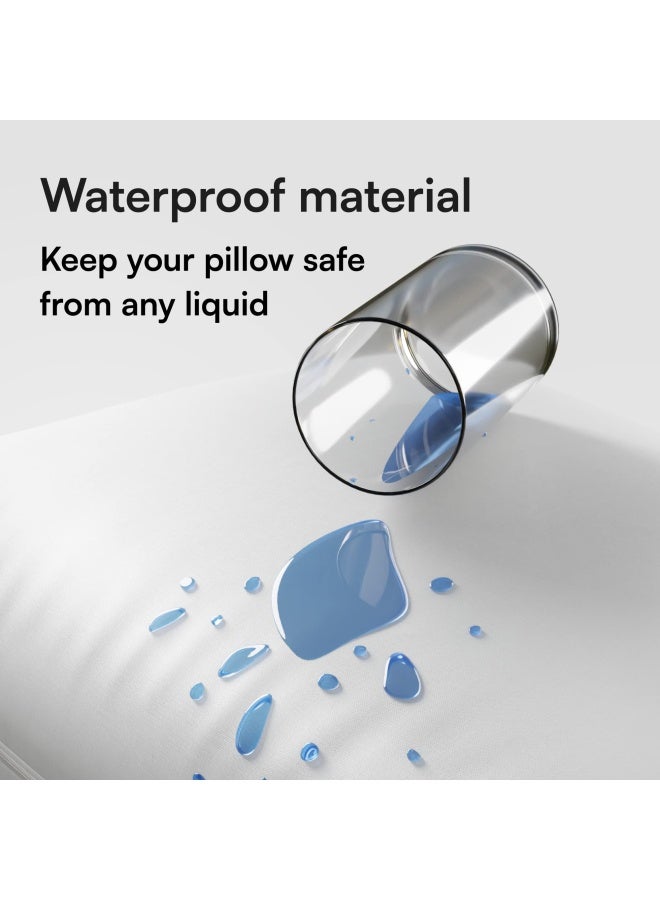 4 Pack Waterproof Pillow Protectors King 20X36 Inches Smooth Zipper Premium Encasement Covers Quiet Cases Set White  - Image 3