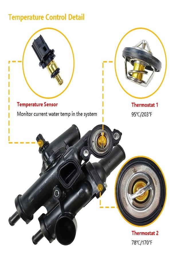 LLNSEAUTO Thermostat Housing Assembly Kit with Sensor | Fit for Chrysler 200 Sebring, Dodge Avenger Caliber Journey, Jeep Compass Patriot | OE# 68003582AB 902-319 4884571AB 55111016AD - Image 3
