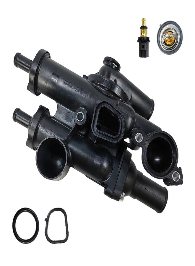 LLNSEAUTO Thermostat Housing Assembly Kit with Sensor | Fit for Chrysler 200 Sebring, Dodge Avenger Caliber Journey, Jeep Compass Patriot | OE# 68003582AB 902-319 4884571AB 55111016AD - Image 1