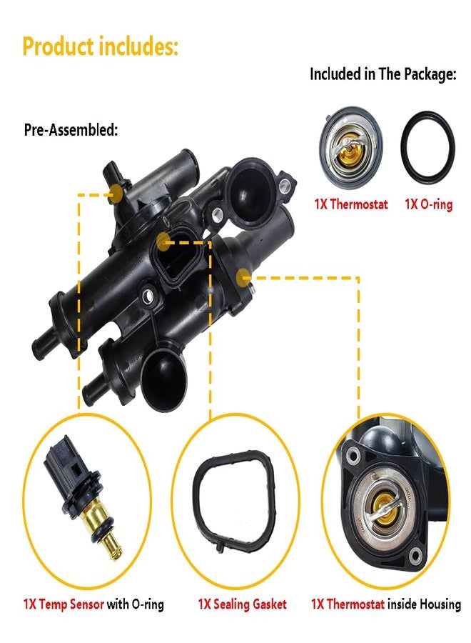 LLNSEAUTO Thermostat Housing Assembly Kit with Sensor | Fit for Chrysler 200 Sebring, Dodge Avenger Caliber Journey, Jeep Compass Patriot | OE# 68003582AB 902-319 4884571AB 55111016AD - Image 2
