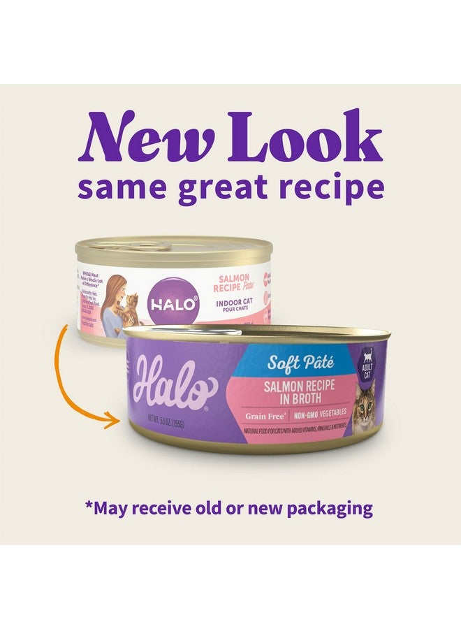 هالو طعام القطط الرطب هالو، وصفة حساء السلمون الكامل، باتيه رطب خالٍ من الحبوب، طعام قطط معلب لترطيب إضافي، علبة 5.5 أونصة (عبوة من 12 قطعة) - Image 2