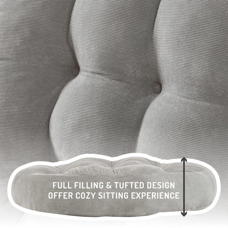Degrees of Comfort Meditation Floor Pillow, Round Large Pillows Seating for Adults, Tufted Corduroy Cushion for Tatami Living Room, Grey, 22 Inch - Image 3