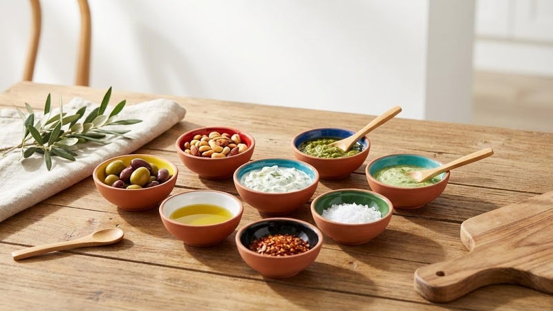 Ayennur Terracotta Pinch Bowls Set of 8 – Small Ceramic Prep Bowls for Spices, Sauces & Dips – Mini Dipping Bowl for Kitchen Prep, Serving & Charcuterie – Colorful Handmade-Style Bowl - Image 3