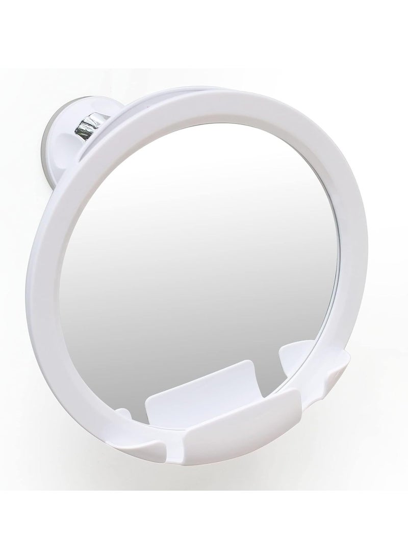 Mirrorvana MIRRORVANA Fogless Shower Mirror for Shaving with Razor Holder, Upgraded 360° Swivel Suction and Anti Fog Shatterproof Surface (White) 