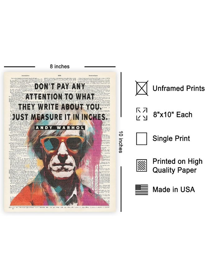 Poster Master Don't Pay Attention To What They Write About You Poster - Andy Warhol Print - Motivational Quotes Art - Gift for Him & Her - Funny Decor for Bedroom or Office - 8x10 UNFRAMED Wall Art - Image 2