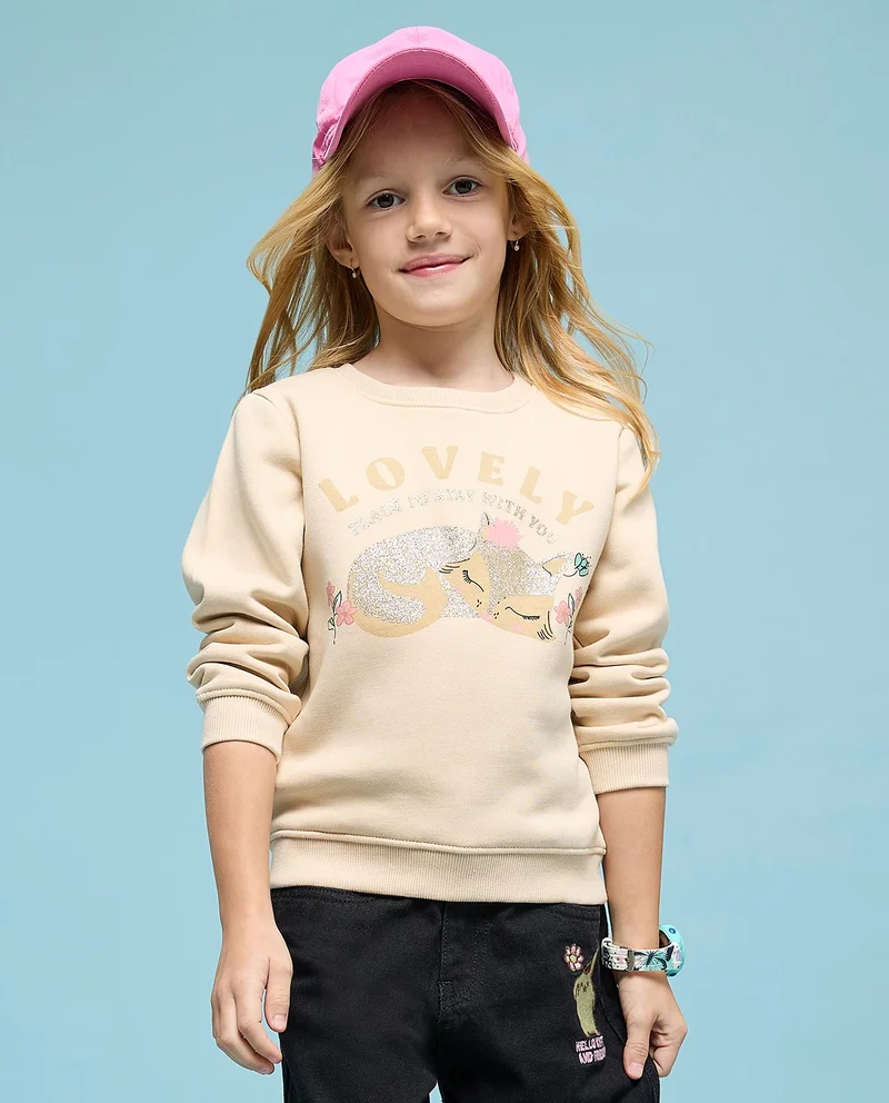 R&B Printed Sweatshirt with Crew Neck and Long Sleeves