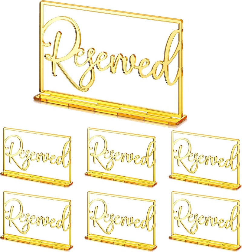 TPGP Yalikop 6 Pieces Acrylic Reserved Table Sign Set - Gold Wedding and Event Signs - Image 1
