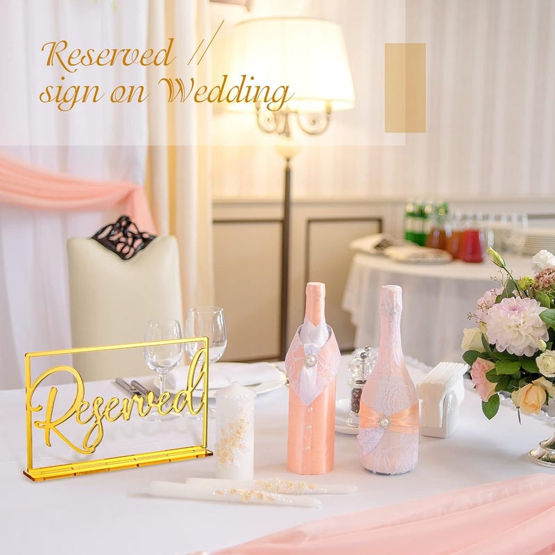 TPGP Yalikop 6 Pieces Acrylic Reserved Table Sign Set - Gold Wedding and Event Signs - Image 5