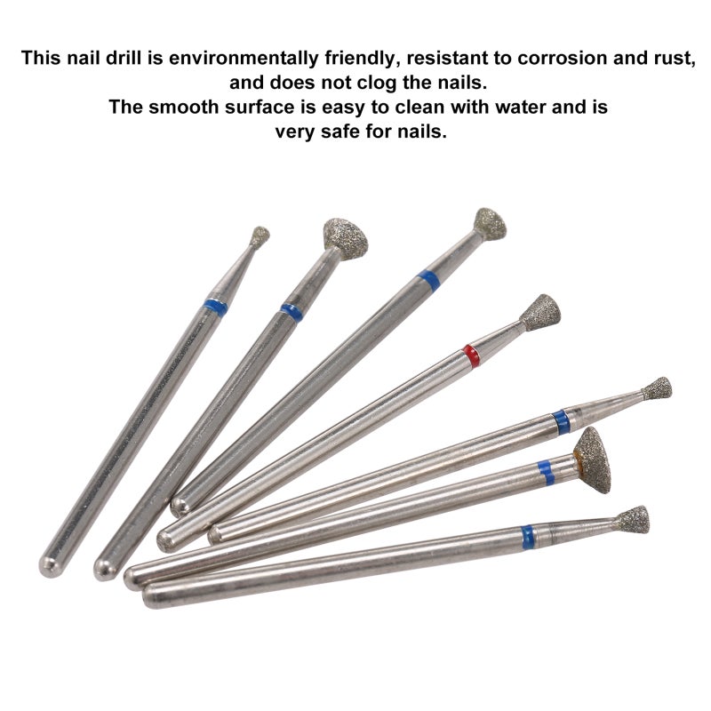 7Pcs / Set Diamond Electric Nail Drill Bits Grinding Burr Cutters for Pedicure Manicure Nail Cuticle Files Tools Accessories - Image 2