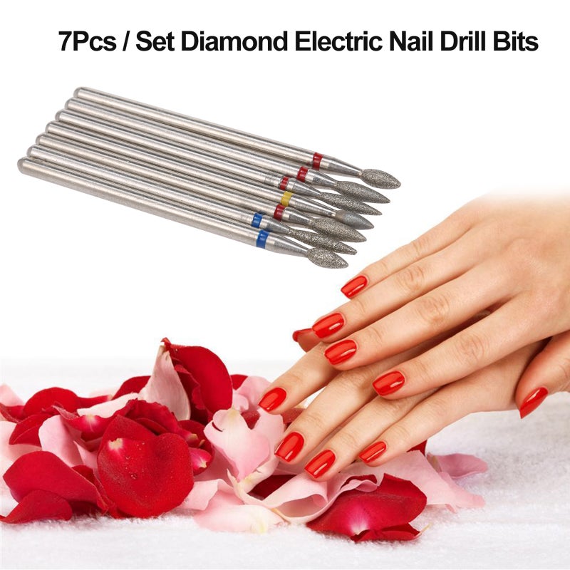 7Pcs / Set Diamond Electric Nail Drill Bits Grinding Burr Cutters for Pedicure Manicure Nail Cuticle Files Tools Accessories - Image 4