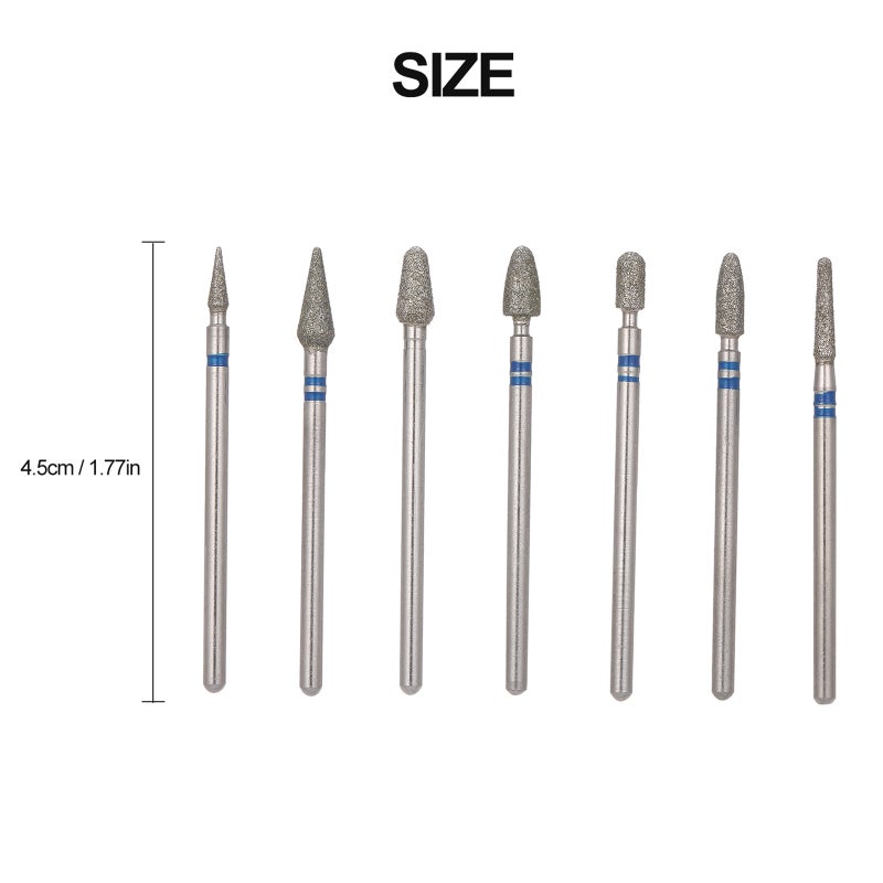 7Pcs / Set Diamond Electric Nail Drill Bits Grinding Burr Cutters for Pedicure Manicure Nail Cuticle Files Tools Accessories - Image 5