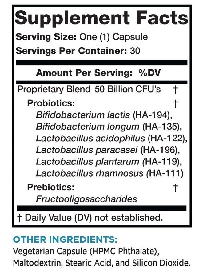 Olympian Labs Extra Strength Complete Prebiotic and Probiotic Supplement - 50 Billion Live Shelf Stable Cultures - 30 Vegetarian Capsules  - Image 2