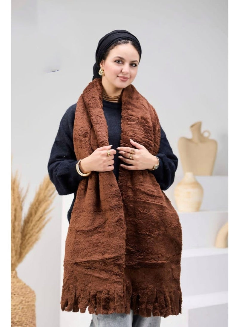 Mohair shawl for warmth, Brown color - Image 1