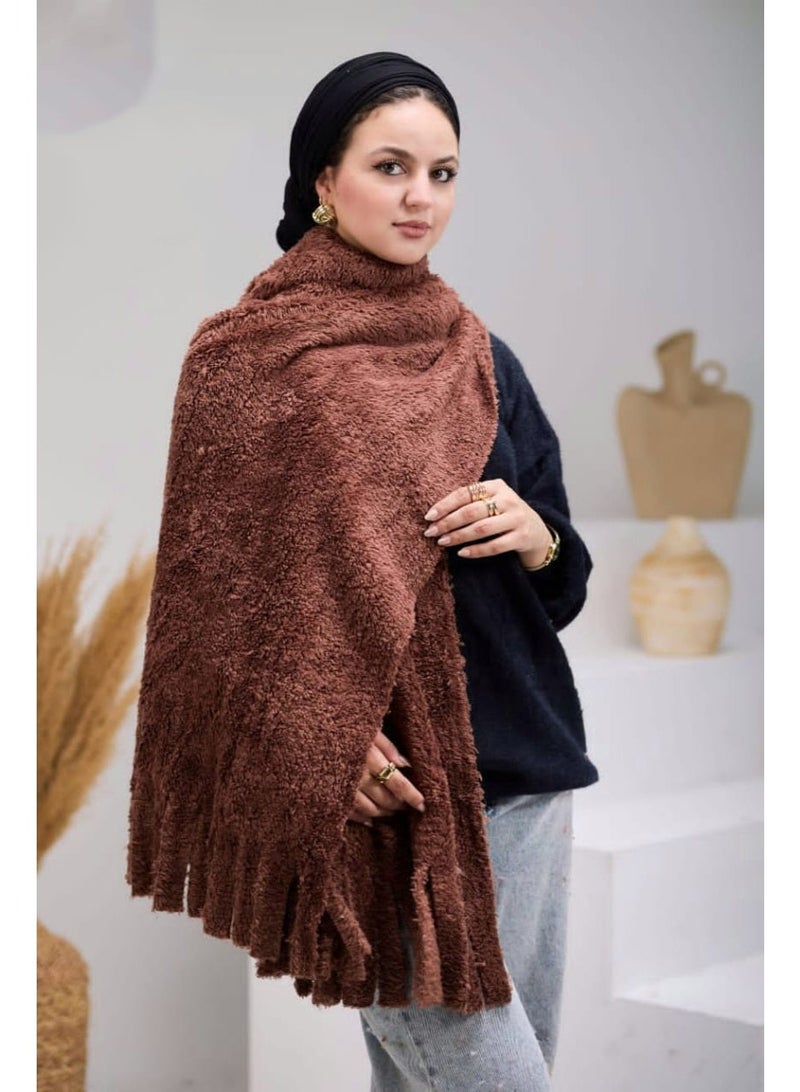 Mohair shawl for warmth, Brown color - Image 2