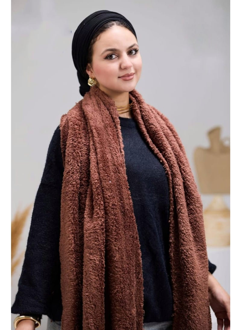 Mohair shawl for warmth, Brown color - Image 3