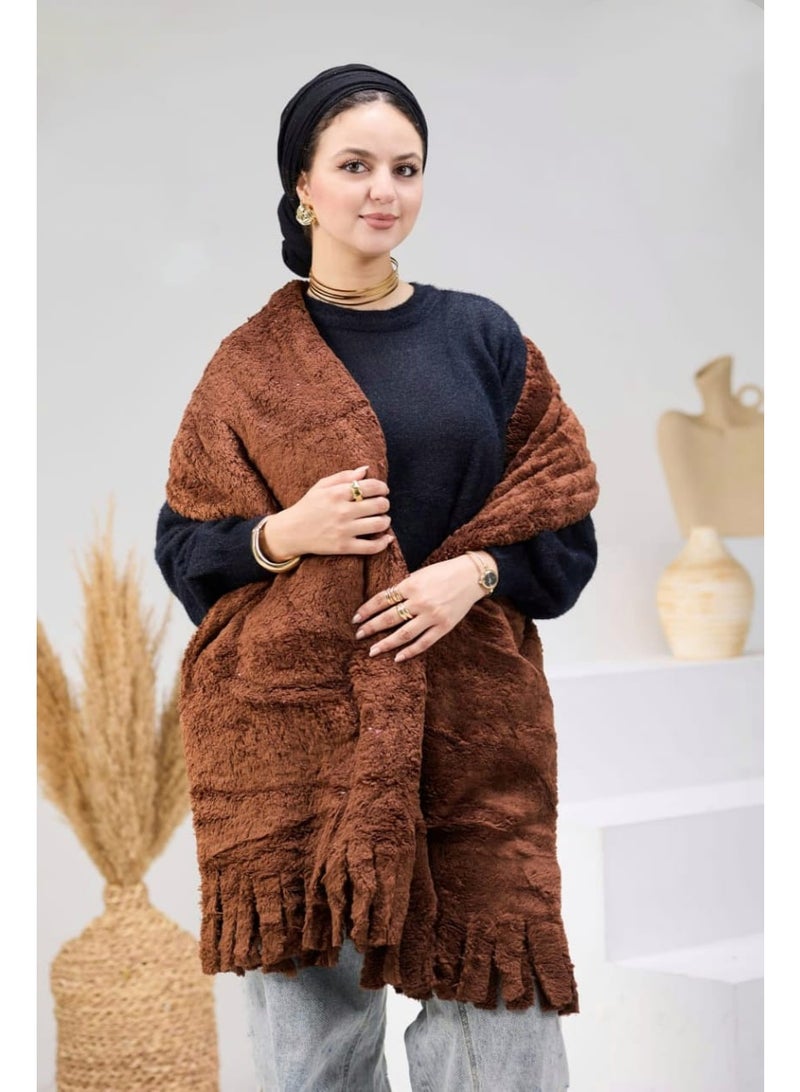 Mohair shawl for warmth, Brown color - Image 4