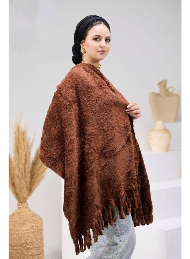 Mohair shawl for warmth, Brown color - Image 5