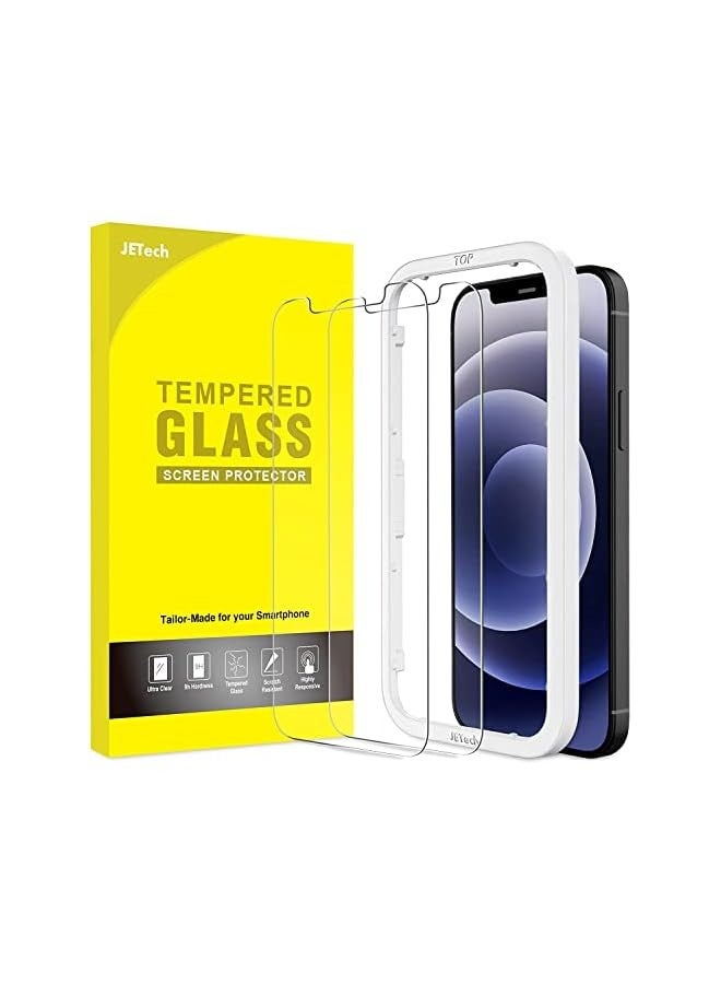 Jetech Screen Protector for iPhone 12/12 Pro 6.1-Inch, Tempered Glass Film with Easy-Installation Tool, 2-Pack - Image 1