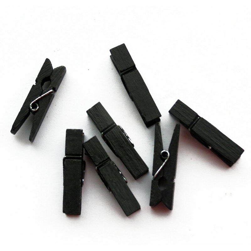 Topxome 100pcsSet Mini Colored Wooden Clips for Photo Clothespin Paper Peg Craft Decoration Wedding Decoration Black