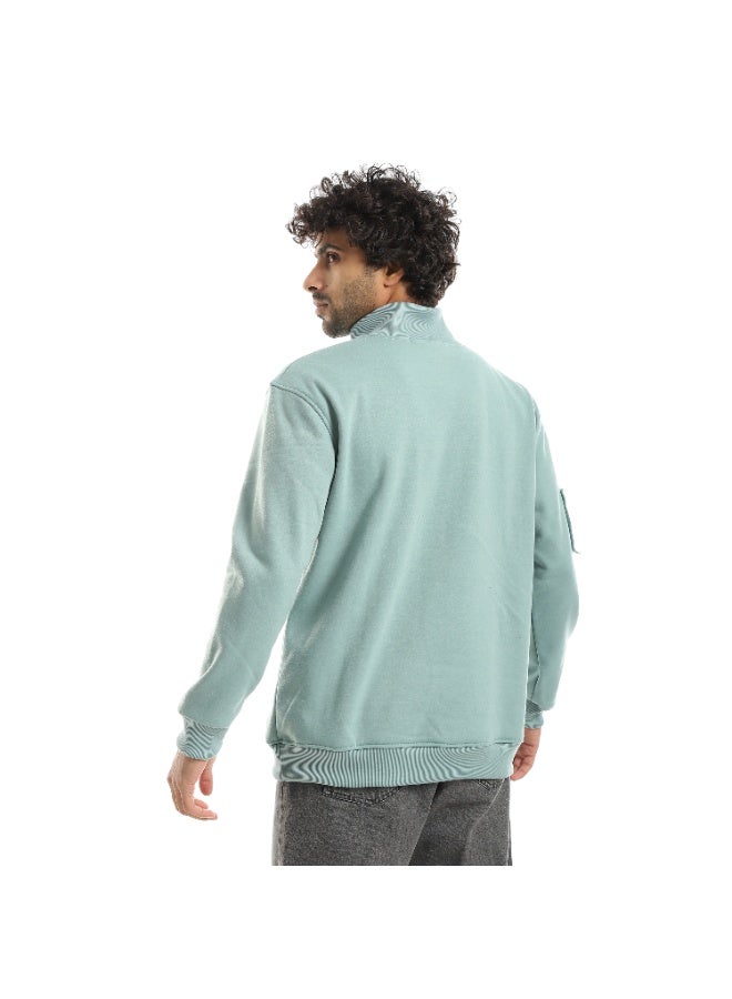 Caesar Men's oversized hoodie with half collar and chest zipper - Image 4