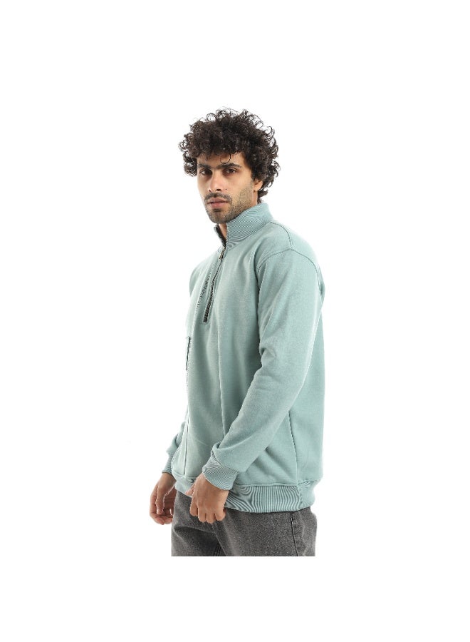 Caesar Men's oversized hoodie with half collar and chest zipper - Image 2