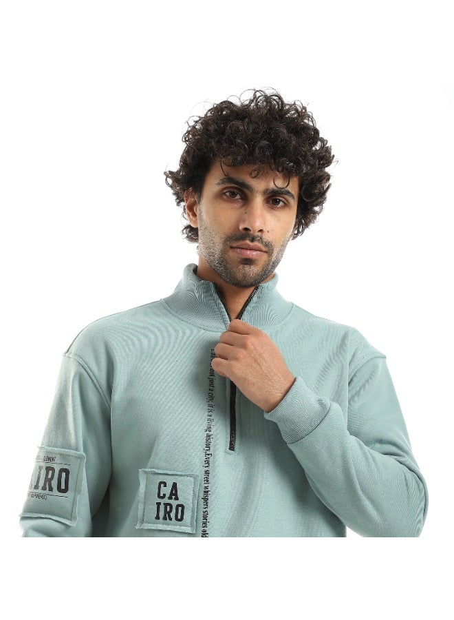 Caesar Men's oversized hoodie with half collar and chest zipper - Image 5