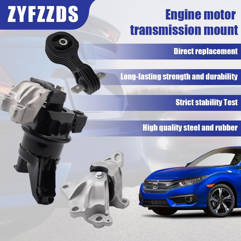 LONGKEES A65048 A65021 A65087 3PCS Engine Motor Mount Trans Mount Compatible with 2012 2013 Civic 18L CoupeSedan - Image 4