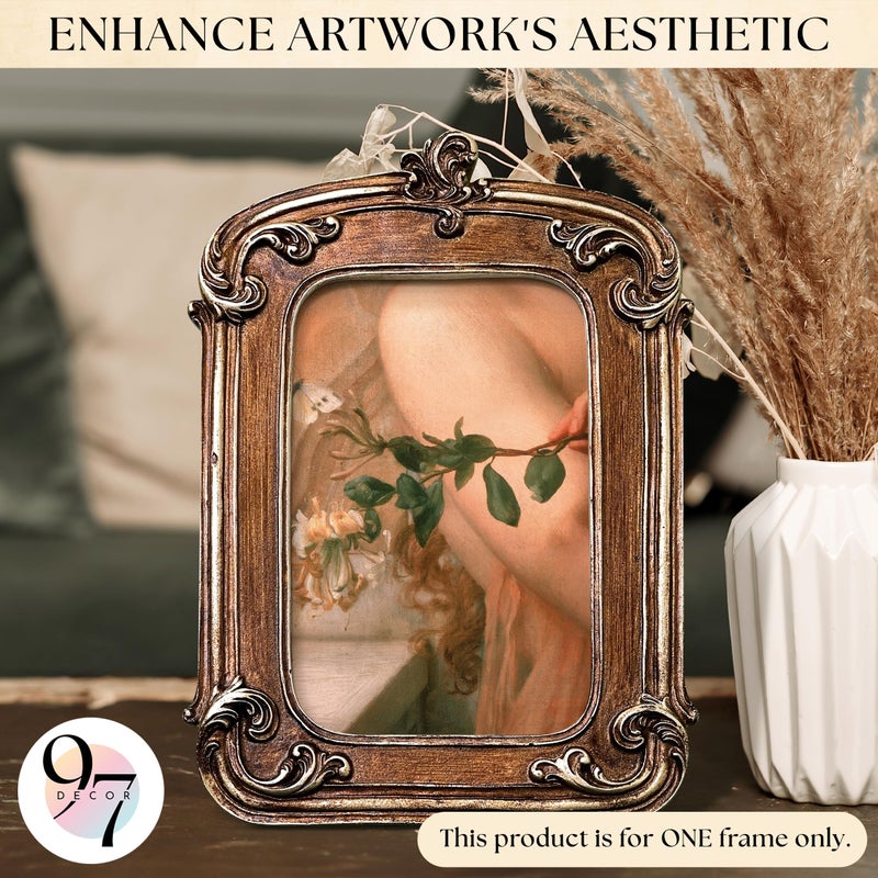 97 Decor 5x7 Vintage Picture Frame - 5x7 Picture Frames Antique  Ornate Gold Frame 5 x 7  Small 5 x 7 Picture Frames Wall Hanging For Home Decor - Image 2