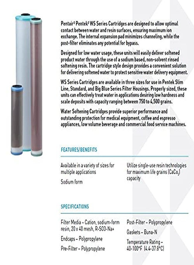Pentek Pentair Pentek WS-10, 10" Water Softener Cartridge, 10" x 2.5" - Image 2