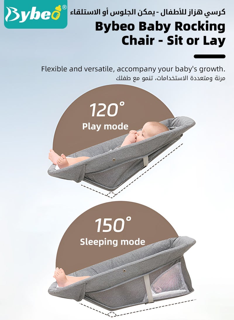 Bybeo Baby Swing for Infant with a Dining Table, Portable Babies Rocker Chair, Electric Bouncer for Infants Boys Girls, 3 Seat Positions 5 Speeds, Bluetooth Music, 5 Point Harness Belt and Remote Control  - Image 4