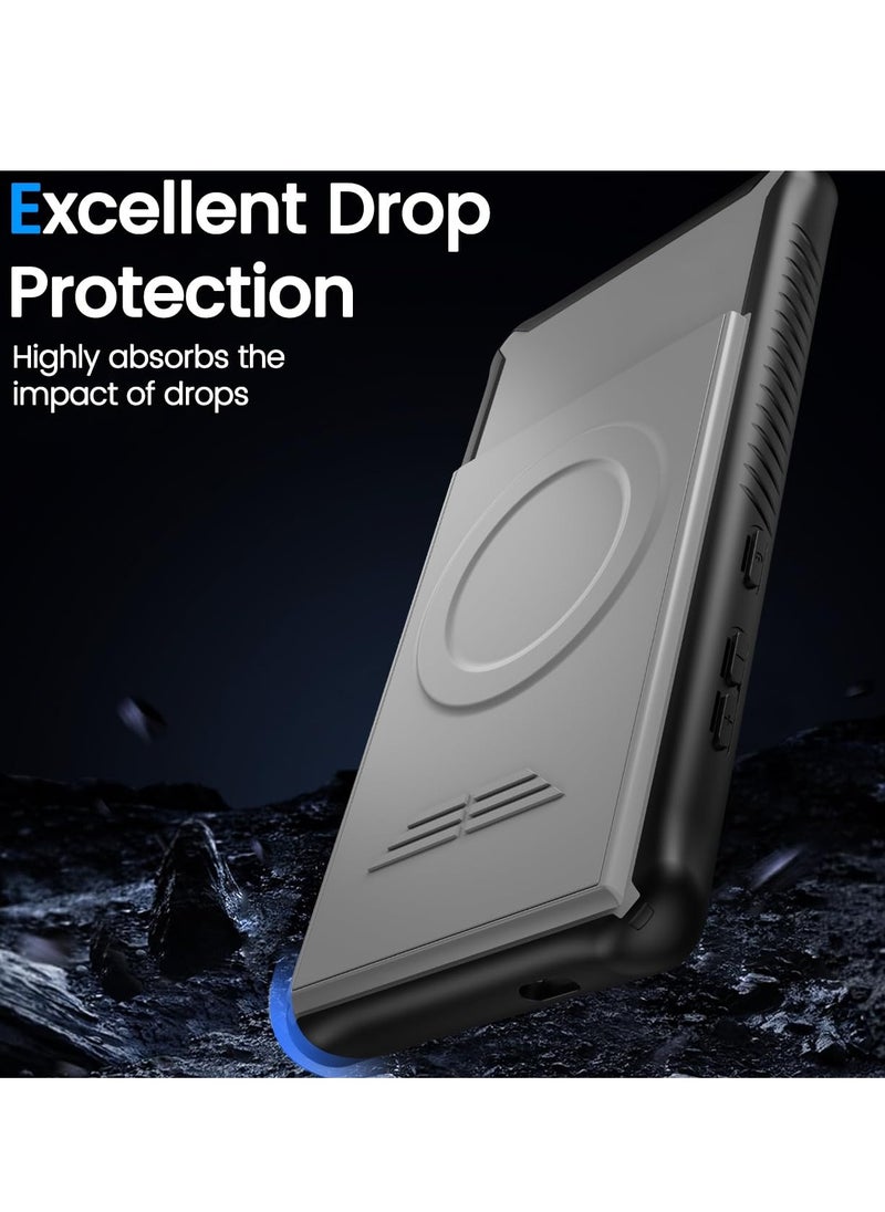 SYOSI - Case for Samsung Galaxy S24Ultra, Support Magsafe and Wireless Charger Case for Samsung Galaxy S24Ultra, Magnetic Adsorption and Sliding Window Protect Lens S24Ultra Cover (Grey) - Image 1